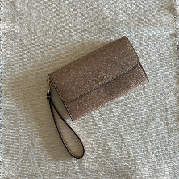 🌸 NWOT Kate Spade Rose Gold Sparkle Tinsel Large Continental Wallet 🌸 - Picture 4 of 8